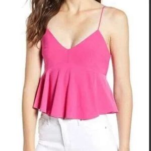 Leith Peplum Top: Pink. Size: Large.